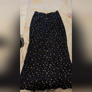 Motel Rocks Black Floral Maxi Skirt